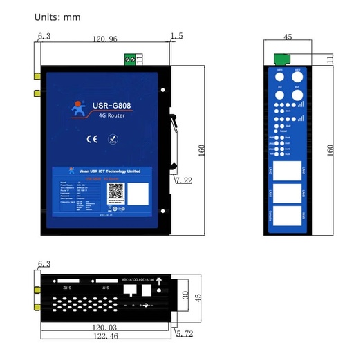 [USR-G808-CN] 工业4G多蜂窝路由器双SIM SIM LTE卡插槽安全无线连接路由器DIN-RAIL安装M2M IoT应用