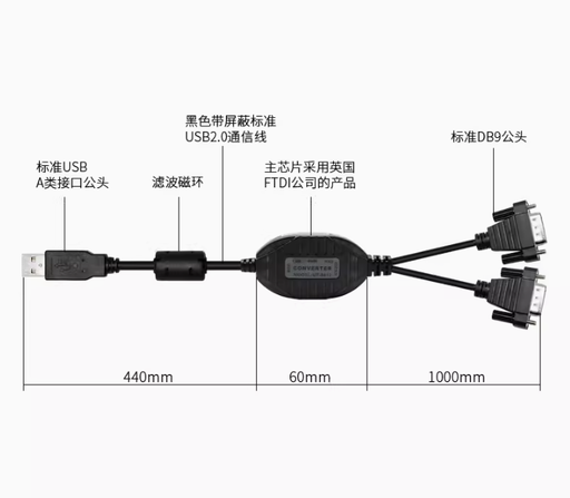 [UT-8812-CN] 宇泰USB转2口RS232转换器USB串口线9针双串口线USB转COM口UT-8812
