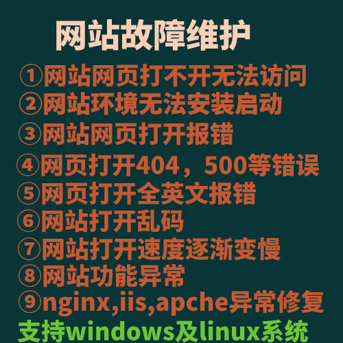[website_fix-CN] 网站损毁修复宝塔无法访问打开报错功能异常打开慢乱码报错维护